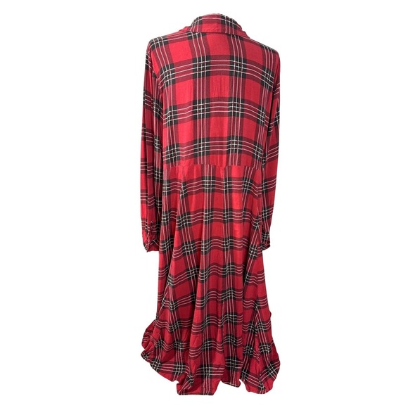 Torrid Women's Red Black Plaid Open Front Duster Robe Size 3X Rayon Loungewear - Picture 3 of 11